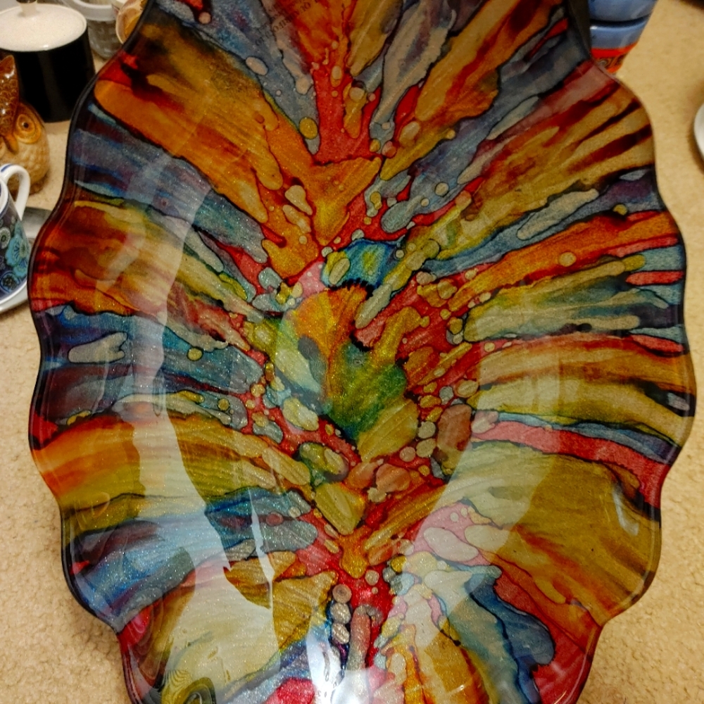 Multicolor glass art bowl